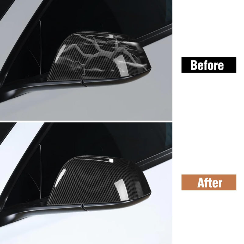 2PCS Compatible with Tesla Model 3 2017 2018 2019 2020 2021 2022 2023 2024 2025 Mirror Cover sticker, Left Driver Side & Right Passenger Side Model 3 Rear View Mirror Cap-Carbon Fiber M3 Pair Carbon Fiber
