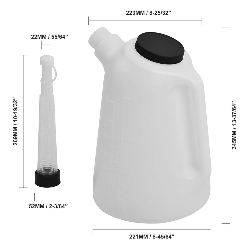 Oil Dispenser, 8 Quart, Translucent, Bottle with Spout Cap, Automotive Oil Container