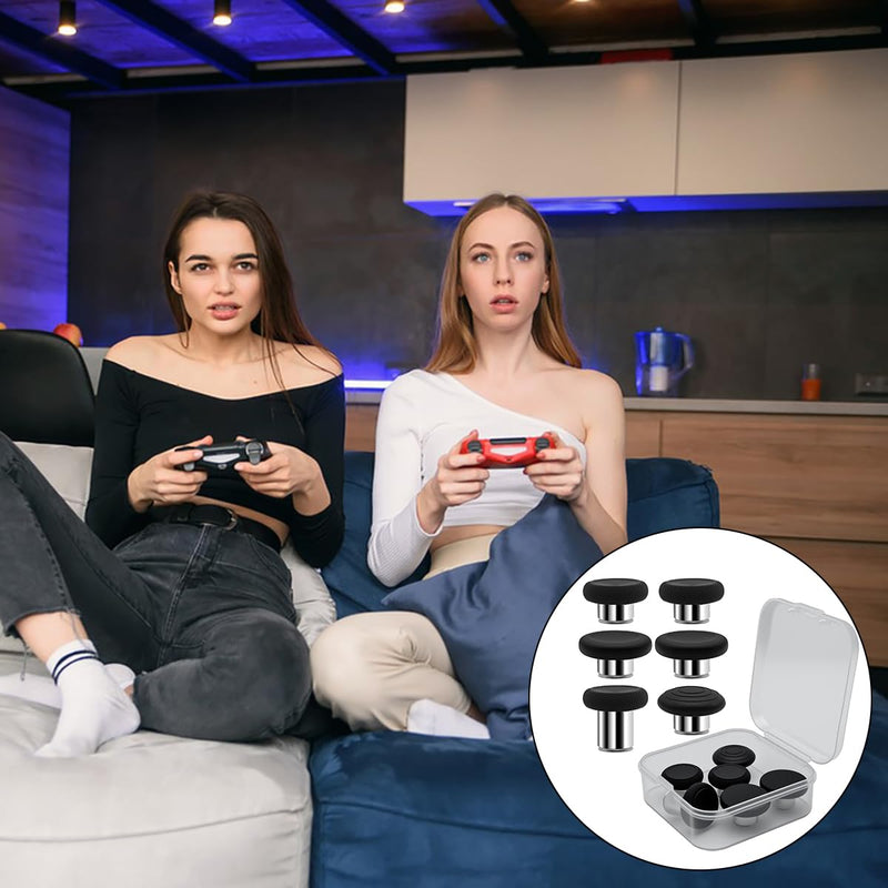 6 Pcs Metal Thumbsticks Kit with Transparent Box, lyfLux Compatible with Xbox Elite Series 2 Controller, Premium Replacement Joysticks for Xbox Elite 2 & Elite 2 Core Accessories, Silver-Black