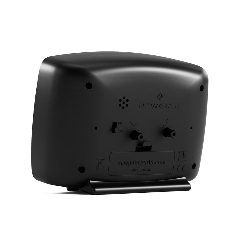 NEWGATE Brooklyn Retro Alarm Clock - Rectangular Matt Black Silent Sweep Clock - Bedside Accessory - 10.6 x 14 x 5.4cm / 4.1 x 5.5 x 2.1in