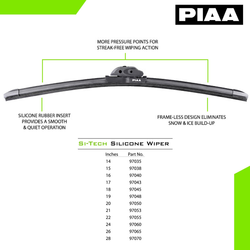 Piaa 97060 24-Inch (600mm) Si-Tech Silicone Wiper Blade, Premium All-Season OEM Windshield Wiper Replacement 24 Inches