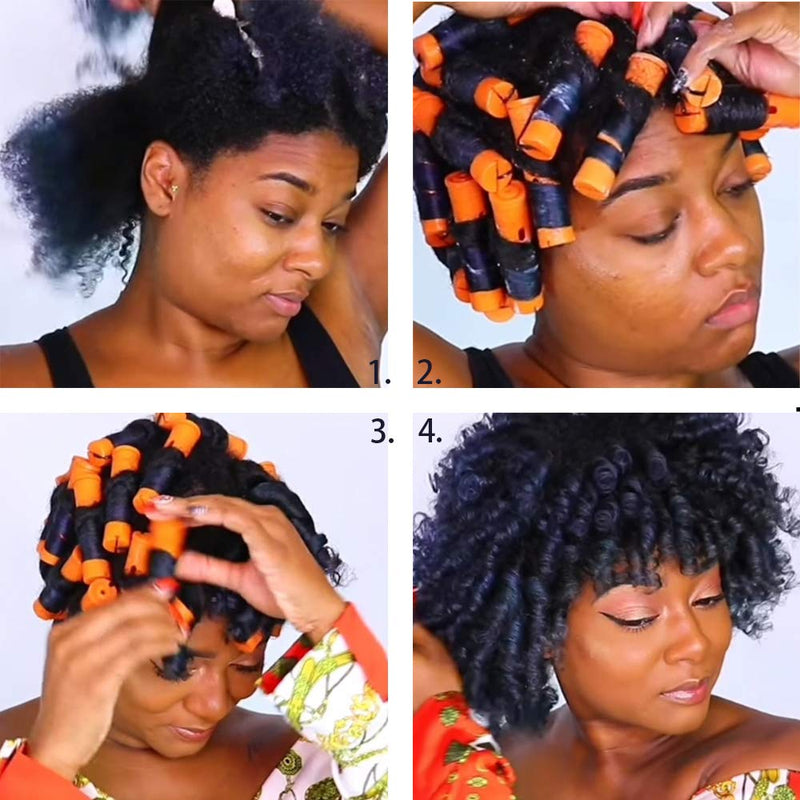 Perm Rods Hair Rollers Large Long Short Hair Styling Tool Hair Curlers for Natural Hair Dark Orange Color