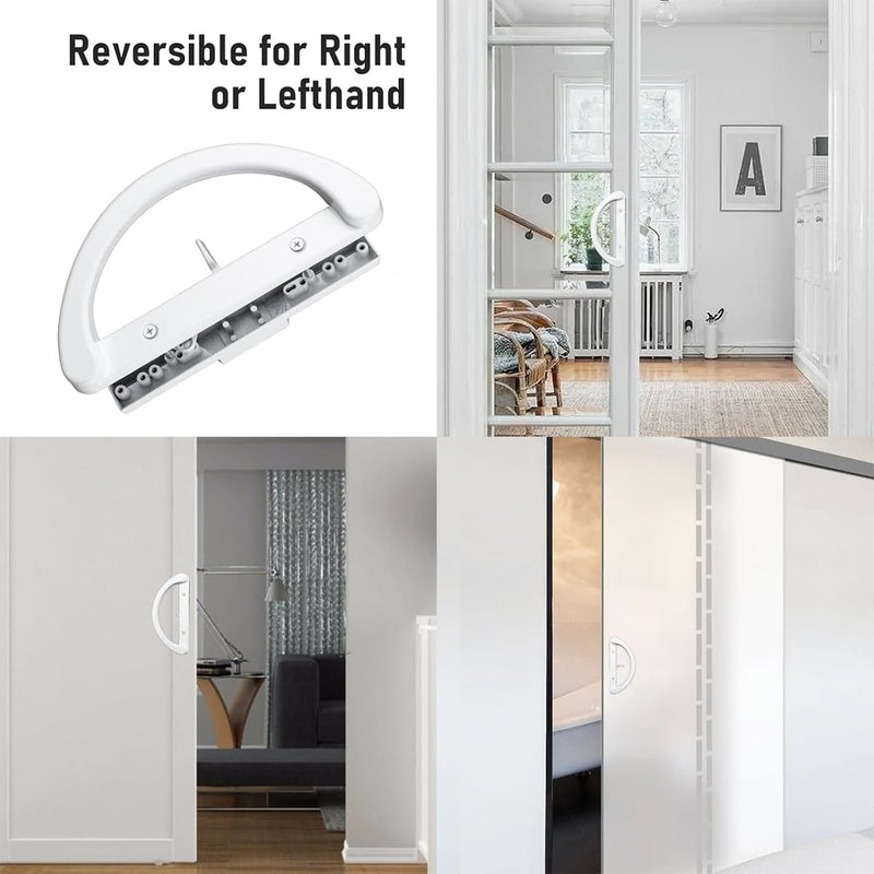HOME MASTER HARDWARE Patio Sliding Glass Door Handle Set, Non-Keyed Sliding Patio Door Handles Replacement, White Diecast Slider Door Handle Fits 3-15/16 Hole Spacing for Mortise Style,1 Set