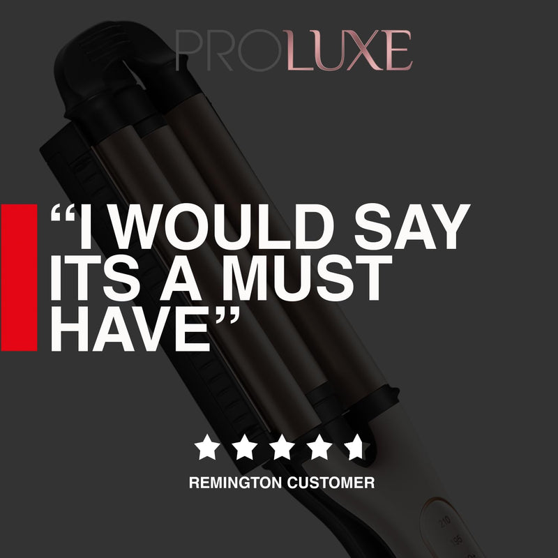  [AUSTRALIA] - Remington PROluxe 4-in-1 Hair Waver, Creates 4 different Wavy Styles (Adjustable Barrel, OPTIheat Technology Long-Lasting Results, PRO+ 185°C Healthier Styling, 30 Second Heat Up, 150°C-210°C) CI91AW Single