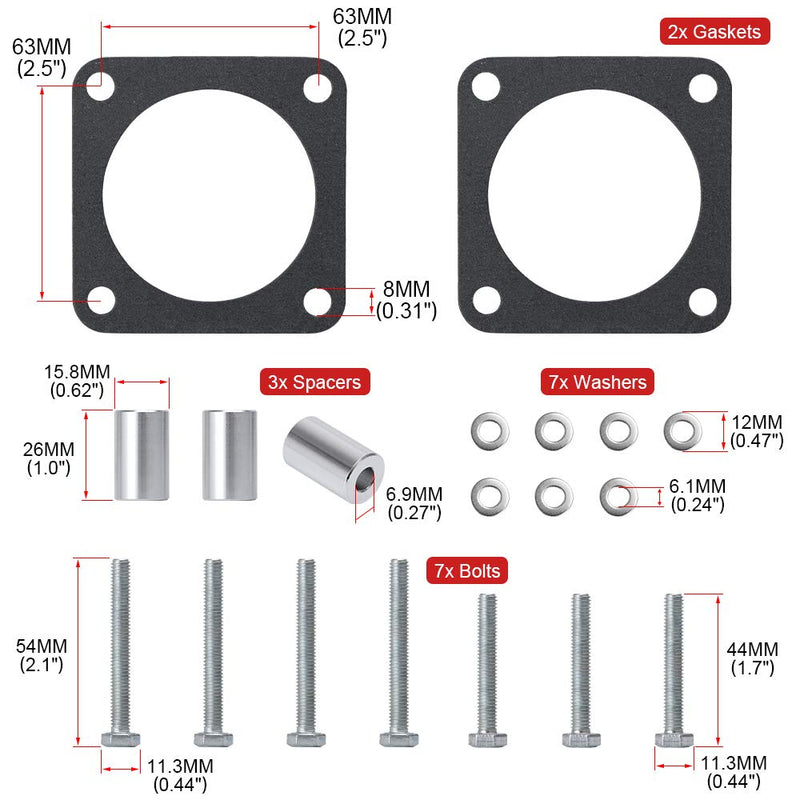 Throttle Body Spacer Compatible with 91-06 Jeep Wrangler TJ YJ LJ Cherokee XJ 2.5L/4.0L Engine Gas MJ w/Gasket 1" Raise Manifold Carb Black