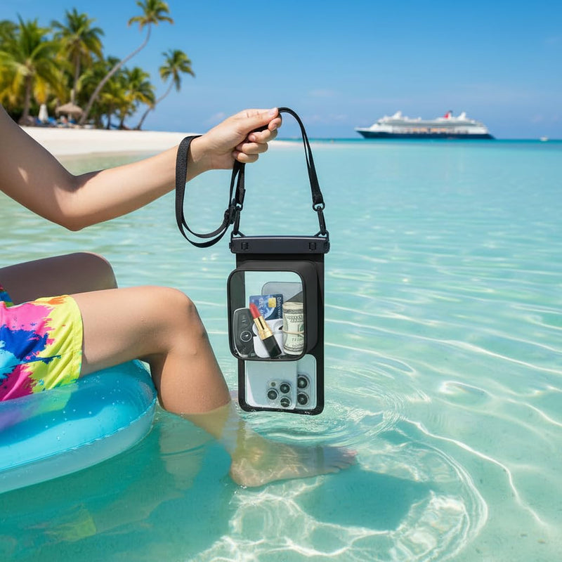 IPX8 Waterproof Phone Pouch, Large Space, up to 8.5" Black