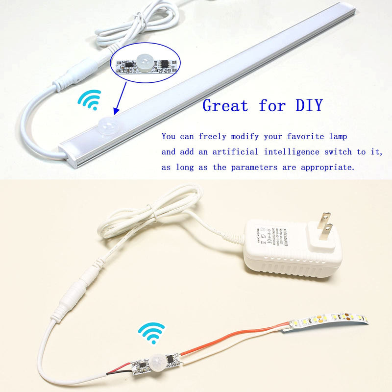 Motion Sensor Switch, DC 3.7v to 24V 4A PIR Motion Sensor for LED Lights, Mini Infrared Sensor Switch That can be Built into The Light bar or Box (3 Pieces 1037）, 3pieces 1037