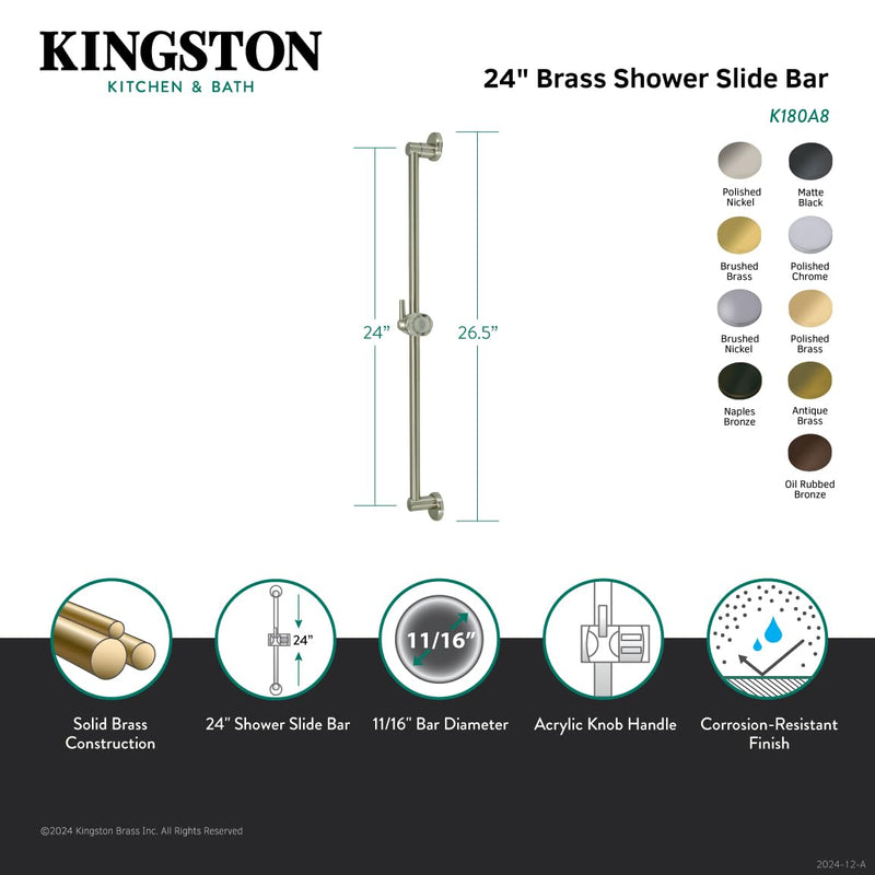 Kingston Brass K180A6NB Showerscape 24-Inch Shower Slide Bar, Naples Bronze