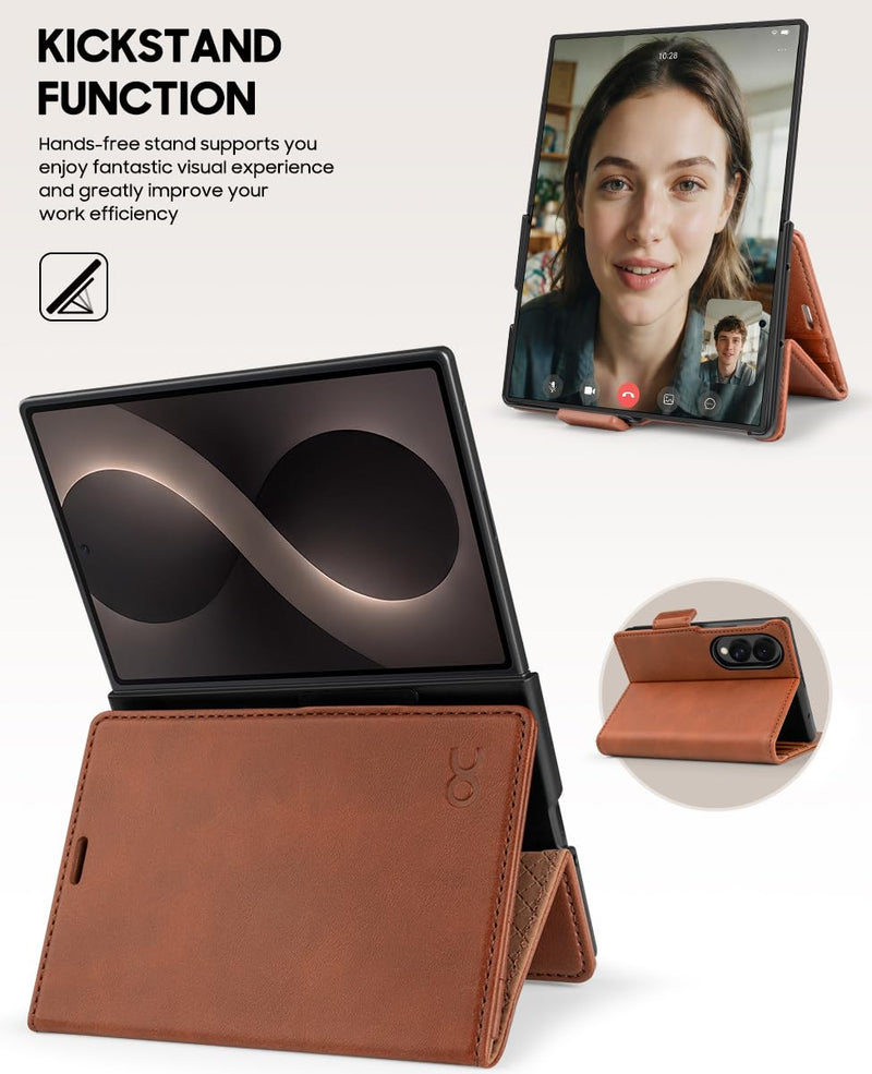 OCASE for Samsung Galaxy Z Fold8 Wallet Case, Brown | 3 Card Holders, RFID Blocking, Kickstand, Magnetic Closure, PU Leather Flip Folio, Protective Phone Cover (7.6") 2026