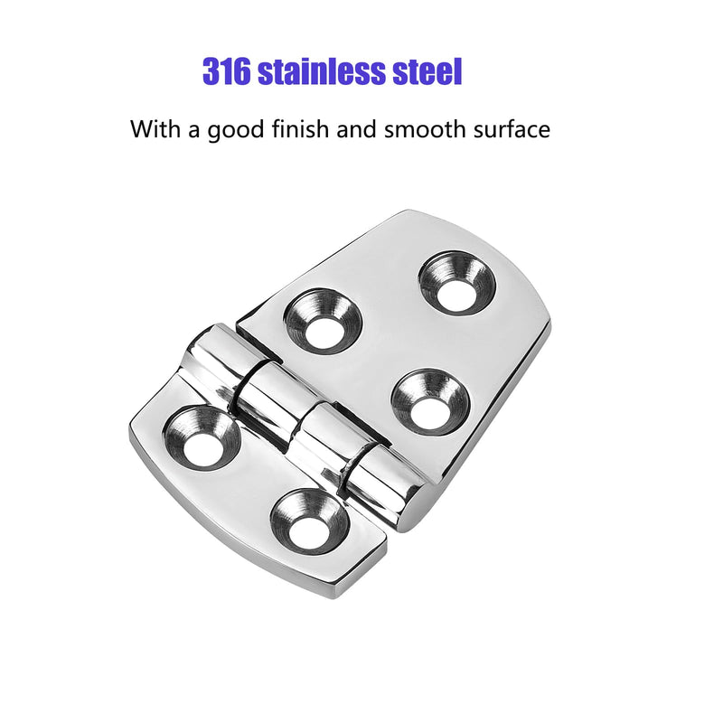 Marine Boat Hatch Hinges Stainless Steel, 2.25 inch x 1.5 inch(57 x 38 MM) 5 Holes, No Noise, Sturdy, 316 Stainless Steel with Screws (4 PCS) 2.25 x 1.5 inch（4 Pieces）
