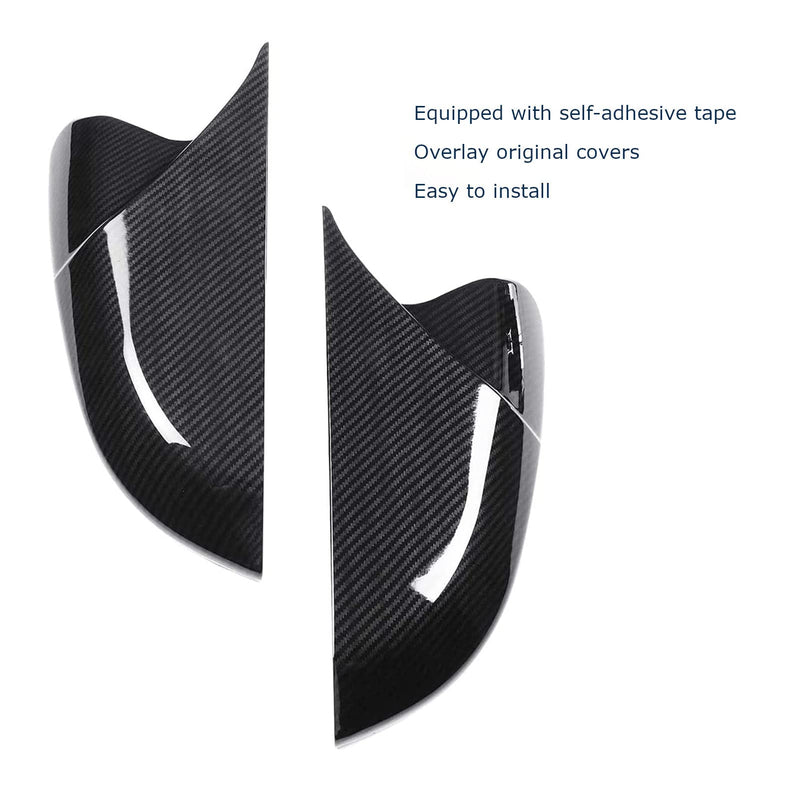 Side Door Mirror Caps Covers Compatible with Honda Civic 2016-2021 10th Generation Sedan Coupe Hatchback (Horn Style, Carbon Fiber Pattern) Horn Style