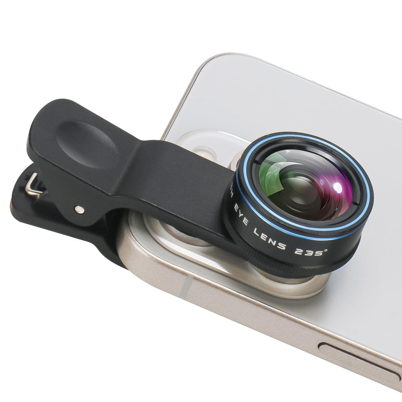 Fisheye Lens 235° Phone Camera Lens, Fish Eye Lens for iPhone 14 13 12 X XR Pixel Samsung Smartphone,Clip on Cell Phone，Funny Photos Fisheye-Blue