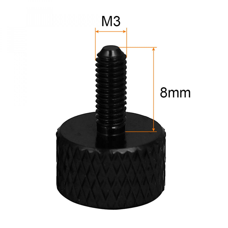 uxcell M3x8mm Knurled Thumb Screws Aluminum Alloy Fully Threaded Computer PC Case Thumbscrew Black 10pcs