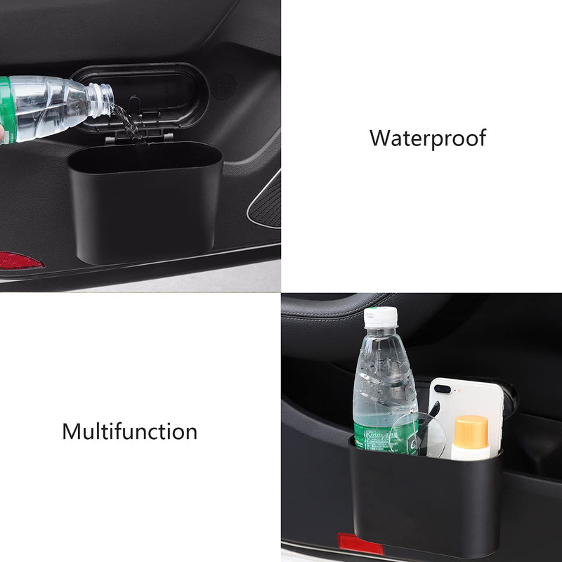 Car Trash Can Bin with Lid - 2 Packs Universal Vehicle Mini Leakproof Garbage Can Bin with 40pcs Trash Bags Car Organizers and Storage for Front Back Seat Accessories for Auto Office Home(Black) Black-2Pcs 1