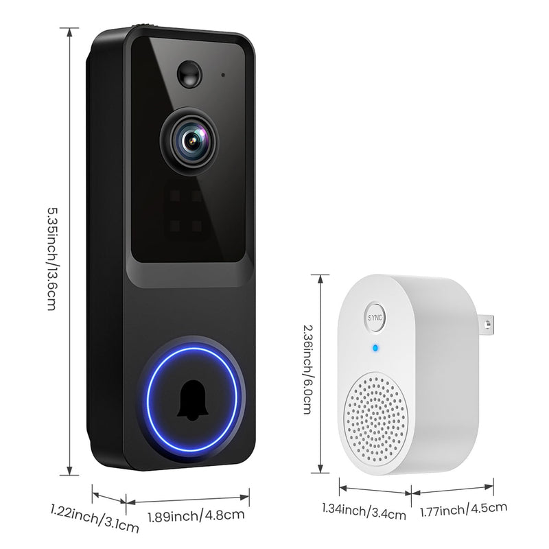 Doorbell Camera Wireless, 1080P Video Doorbell Camera Battery Powered | Security Camera with AI Human Detection, 2-Way Audio, Night Vision, Cloud Storage, 2.4GHz WiFi, Front Door Camera for Home
