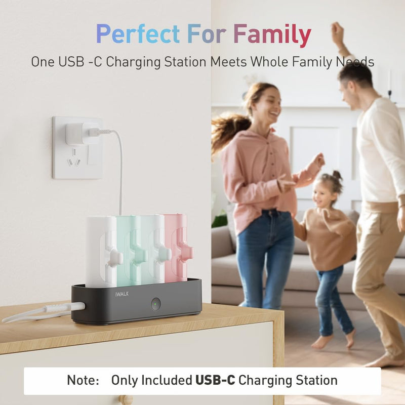 iWALK Charger Station for Portable Charger 4500mAh,4800mAh, 5000mAh, Power Bank for iPhone Charging Station Multiple USB-C Family-Sized Charger Station for Home(Station Only),Black Black