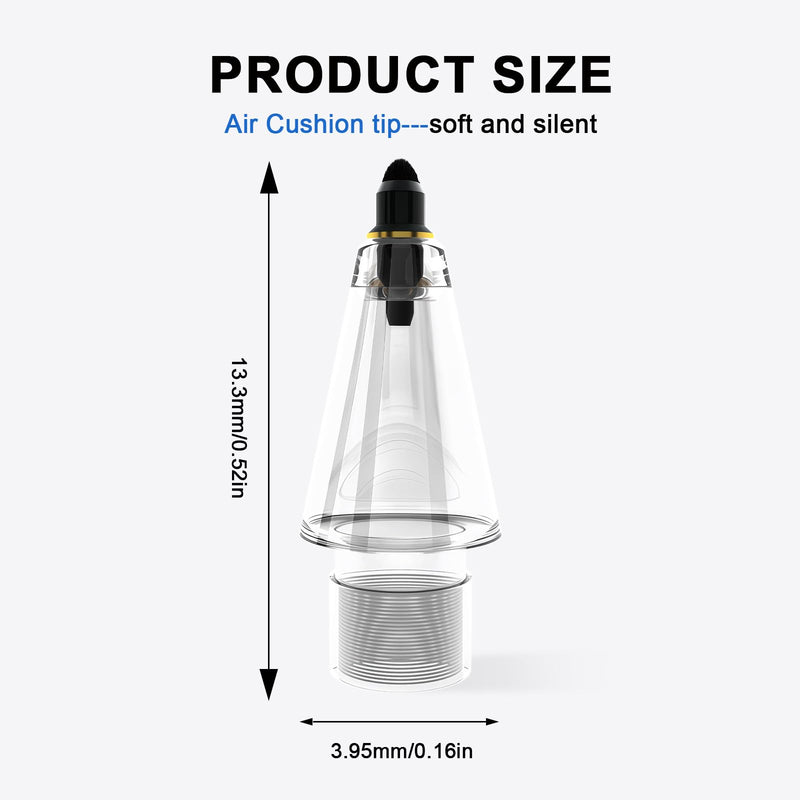 Soft Brush Replacement Tips(4X) for Apple Pencil 1st/2nd/USB-C/Pro, No Slip, Similar to Paper, High-Friction Pen Tip for Note-Taking, Suitable for Meeting, Classrooms, and Libraries, Almost No Noise