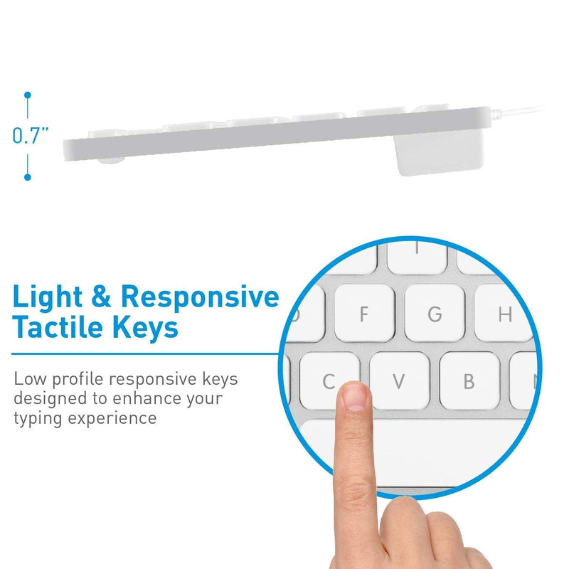 Macally Mini Wired Keyboard and an Adjustable Vertical Laptop Stand, Universal Design to Fit Any Laptop