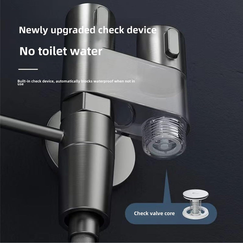 1-In-2-Out Dual Control Valve, bidet sprayer, bum gun bidet sprayer, bidet sprayer for toilet, toilet flush valve, toilet sprayer, toilet water sprayer, bidet sprayer toilet sprayer (black) Black