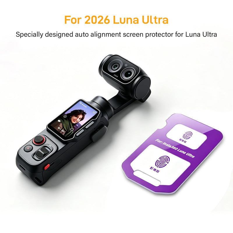 Auto Align Screen Protector for Insta360 Luna Ultra, Edge to Edge, 9H Hardness Scratch Resistant Tempered Glass, HD Clear