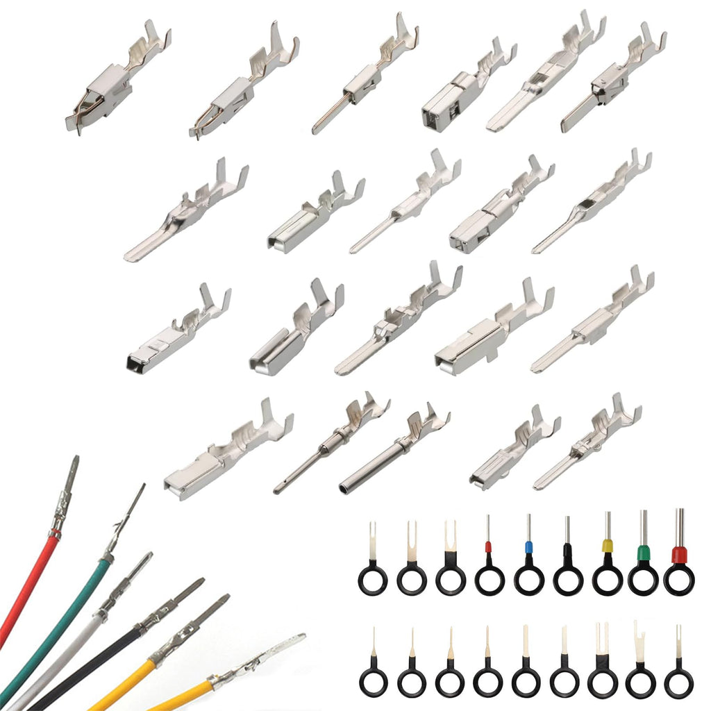 340Pcs 1/1.5/1.8/2.2/2.8/3.5mm Terminal Pins Wire Harness Pin Male Female Automotive Electrical Connector Kit Car Wire Terminal Pin Remover