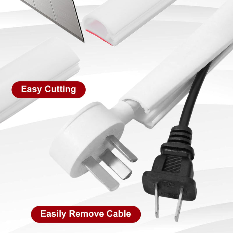 Cord Hider for Wall Mounted TV, 41" Self-Adhesive Cable Wire Cover for Walls, White Flexible Silicone Wire Raceway Management Cord Organizer