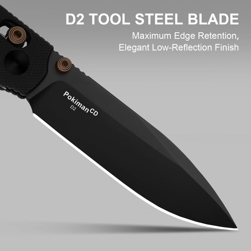 Kizer Pokiman CD Pocket Knife, 3.16" Drop Point D2 Blade Folding Knives with Black G10 Handle, Thumb Stud EDC Knife for Men Women V3789M1 Black-2