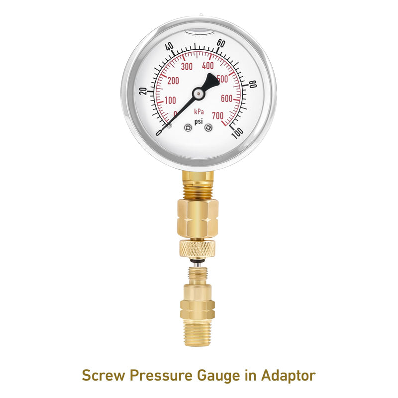 Brass Gauge Adaptor 1/4 NPT Female,2-1/2 OAL x 1-2/5" x 1/8" Probe with Stainless Steel Sheath,Pressure Gauge Fitting kit BRASS