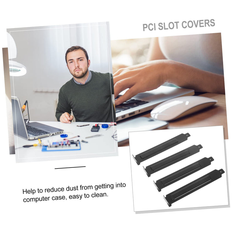 20Pcs Black Stainless Steel Pci Slot Covers, Desktop Pc Case Blanking Plates for Dust Prevention and Ventilation 13X2X1.5CM
