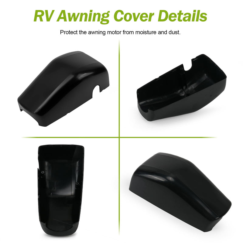 RV Awning Cover for Lippert Components & Solera, Camper Trailer Awning Motor Cap, 643923 Regal End Head Covers Idler Front 9.16 x 4.61 x 3.48 Inches (Black, 1 Pack)