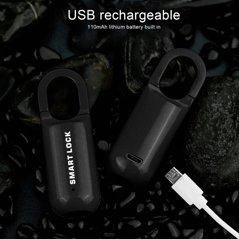 Fingerprint Padlock, Fingerprint Lock, AntiTheft, USB Rechargeable, 10 Fingerprints Can Be Registered, for, Gyms, Offices, Doorways, Backpacks, Bags, Luggage Cases (Black) Black