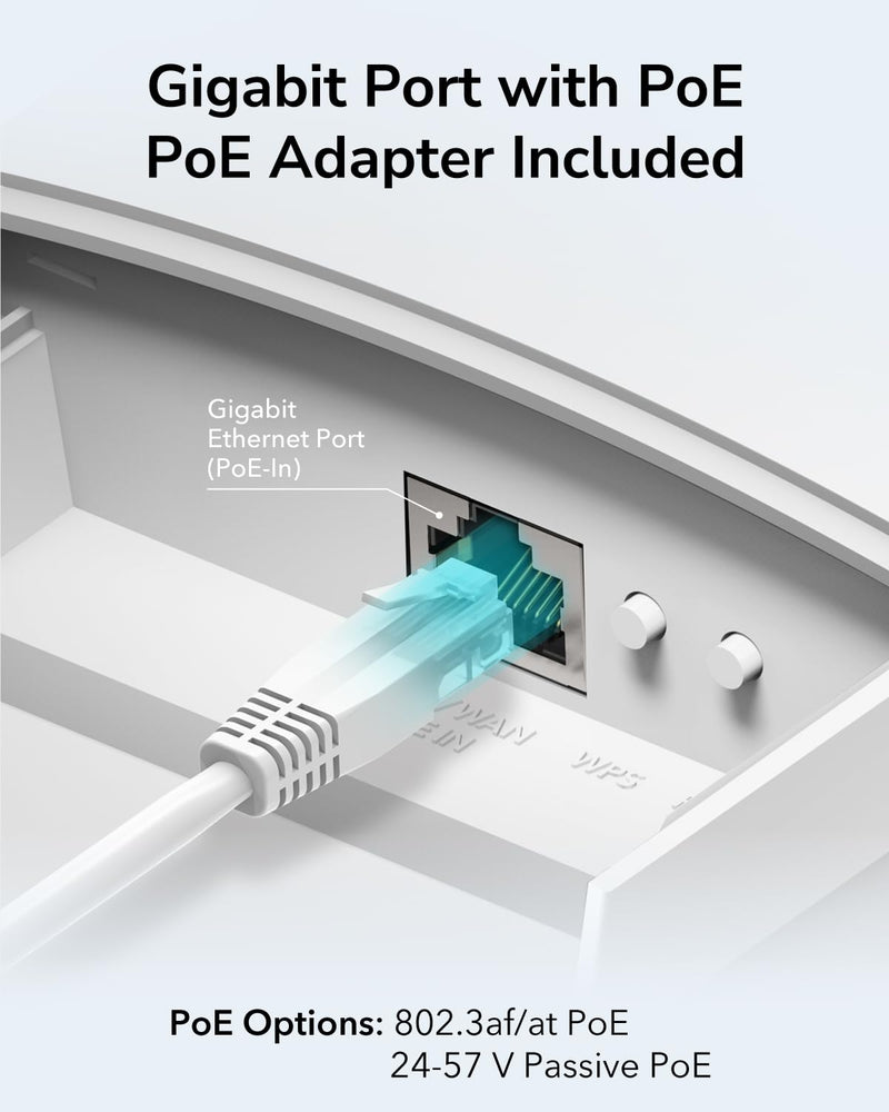 Cudy Outdoor AC1200 Gigabit Wireless Access Point, Outdoor WiFi Extender, IP65 Water Proof, Gigabit RJ45, Beamforming, MU-MIMO, PoE Adapter Included, AP1300-Outdoor