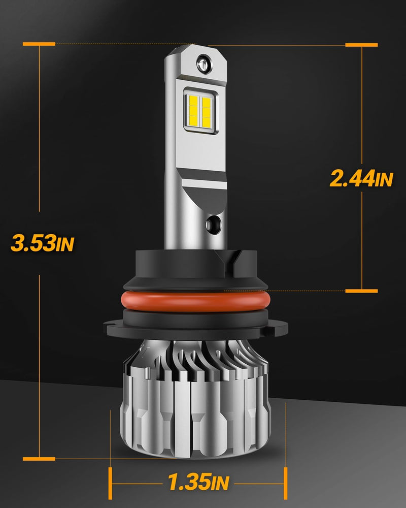 SEALIGHT 9004/HB1 LED Bulbs Hi/Low Beam, 36,000LM 800% Super Brighter, 6500K Cool White, 1:1 Halogen Size with Fan, Plug and Play, Canbus Ready Fog Light Bulbs, Powersports Accessory, Pack of 2 S6 9004