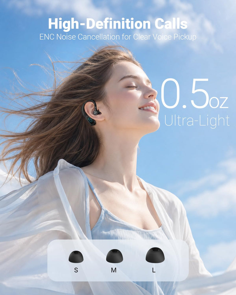 Xmenha Bluetooth Earpiece Hands Free Blue Tooth Headset with Noise Canceling Mic Ear Piece One Single Ear Bluetooth Earbud Wireless Office Cell Phone Trucker Headsets for Work Black