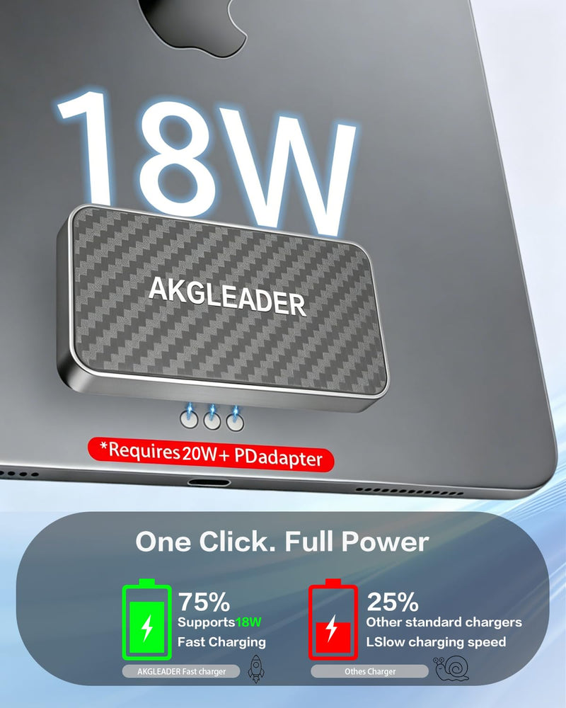 Magnetic Wireless Charger for iPad Pro 11" (1st/2nd/3rd/4th)& Air 11"(M2/M3) & iPad Air 10.9"(4th/5th), 18W Fast Charging Smart Connector Charger Pad with USB-C Cable (Adapter Not)