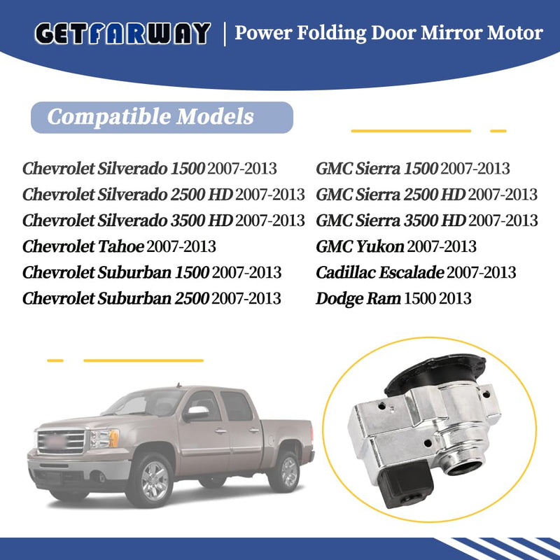 Power Folding Door Mirror Motor 20756891 GM0817558 Compatible with Chevrolet Silverado Suburban Tahoe/GMC Sierra Yukon/Cadillac Escalade 2007-2013 Left Driver or Right Passenger Side