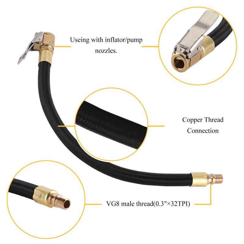 Tire Inflator Extension Tube Tyre Pump Quick Inflation Chuck Adapter Hose Quick-Inflation Clip Connector High-Pressure Tube Car Motorcycle Maintenance Accessories