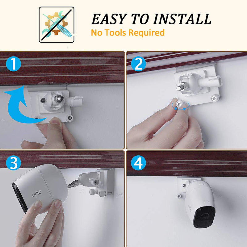 HOLACA Vinyl Siding Clips for Arlo,Stick Up Cam Roelink ZUMIMALL Eufy Security Camera, Hanger Hooks for Mounting Security Camera, Weatherproof Stainless Steel Material (2 Pack, White) 2 Count (Pack of 1)