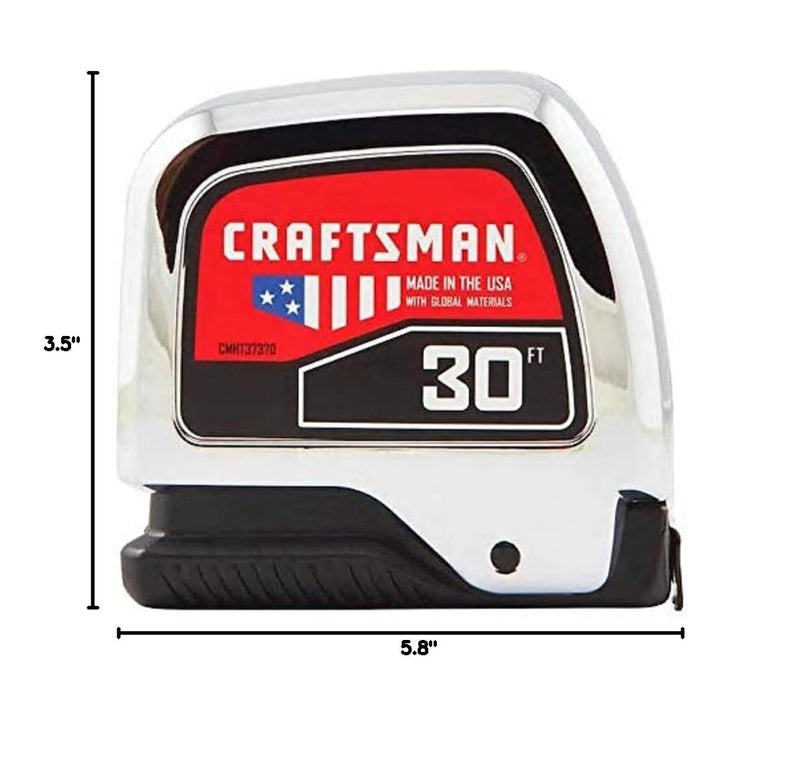 CRAFTSMAN Tape Measure, Chrome, 30-Foot (CMHT37370S)