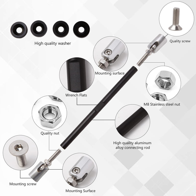 STETION Universal Splitter Strut Rods 11'' - 12.7'' Length Front Bumper Lip Support Strut Rod Tie Bars Fit Most Vehicles (11'' - 12.7'' Length)