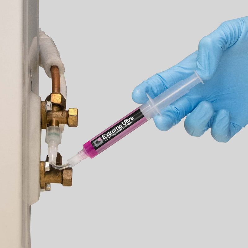 Extreme Ultra | A/C Leak Stop for HVAC/R Systems Up to 6 Tons (21 kW) | Works with All Refrigerants and Lubricants | Includes 1/4 SAE and 5/16 SAE Adapters | 0.2 fl oz (6 mL) Cartridge