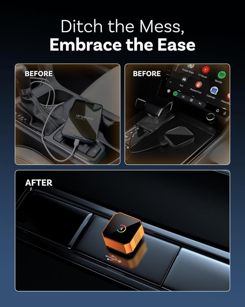 Wireless CarPlay Adapter for iPhone, Upgraded Car Play Wired to Wireless for Apple CarPlay & Android Auto, Plug & Play Auto-Reconnect Zero Lag, Compatible with iOS 10+ Android 11+, 2016+ Cars