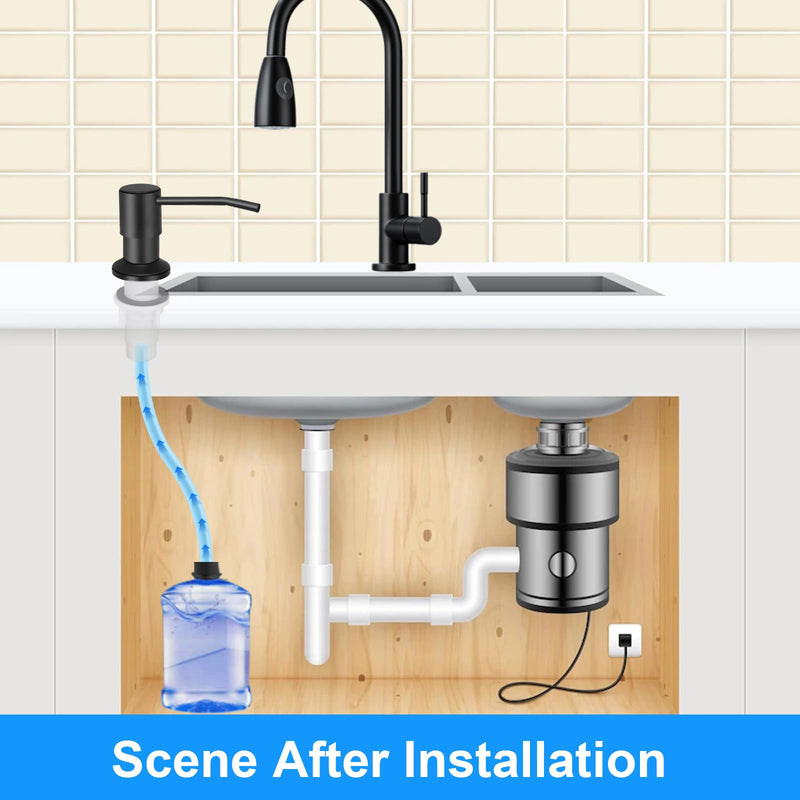 Soap Dispenser Kitchen Sink, Sink Soap Dispenser, 47" Extension Tube kit, Dish Soap Dispenser Pump, No Need More Refills (Black) Black