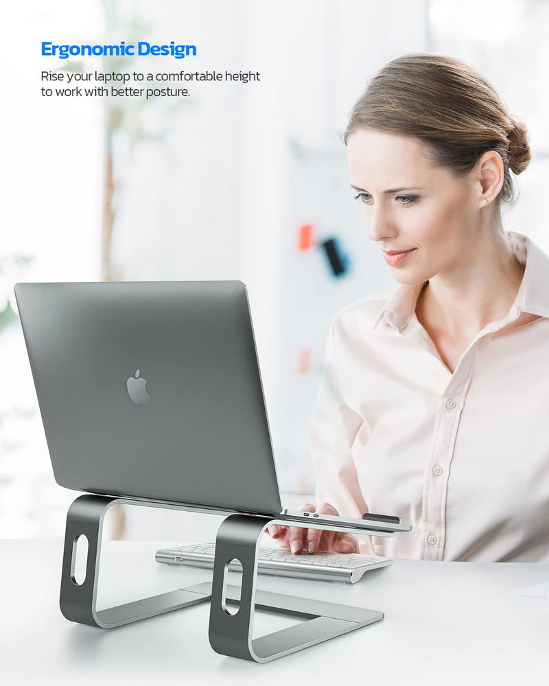 Nulaxy Fully Aluminum Detachable Laptop Stand, Ergonomic Ventilated Cooling Laptop Holder Computer Riser for Desk, Anti-Slip Design Notebook Stand Compatible with All 10-16" MacBook/Dell XPS/HP/Lenovo A-Grey