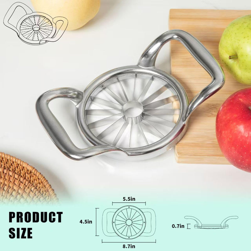 LIIGEMI 5.5 Inch Extra Large Apple Slicer,16-Slice Thin Apple Slicer and Corer,Cutter, Divider, Wedger for Fruits and Vegetables，Gifts for Mom，Sharp and Sturdy，Easy to Use 16-Blades Silver