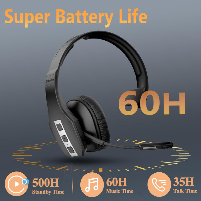 Conambo Trucker Bluetooth Headset, 3-Mic Noise Cancelling, 60H Battery Life | Built for truck drivers with a dedicated mute button, all-day comfort and reliable calls in noisy environments BLACK
