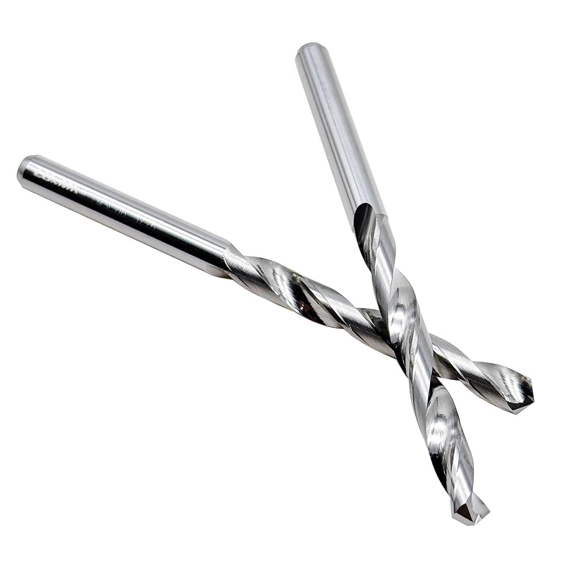 LU&MN Solid Carbide Jobber Drill Bit with Bright Finish-118° Split Point for Industrial Use on Cast Iron, Stainless Steel, Aluminum, etc.-3/16" Dia, 2 Pcs 3/16 in