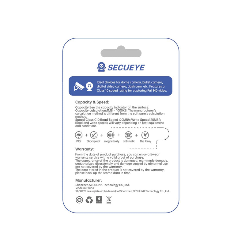 SECUEYE 256GB TF Memory Card with Adapter Class 10 FAT32 High Speed Reading/Writing 24/7 Recording for Security Camera Dash Cam and More (256GB + Adapter) 256GB + Adapter