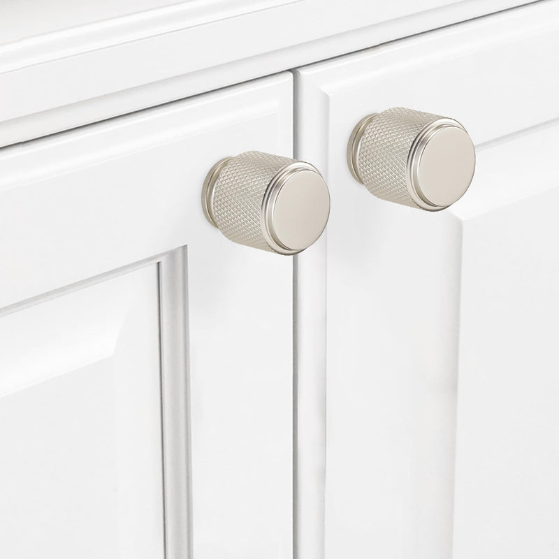 COTYKILEY 10 Pack Brushed Satin Nickel Kitchen Cabinet Knobs Drawer Pulls Knurled Silver Drawer Knobs Dresser Knobs Cabinet Hardware