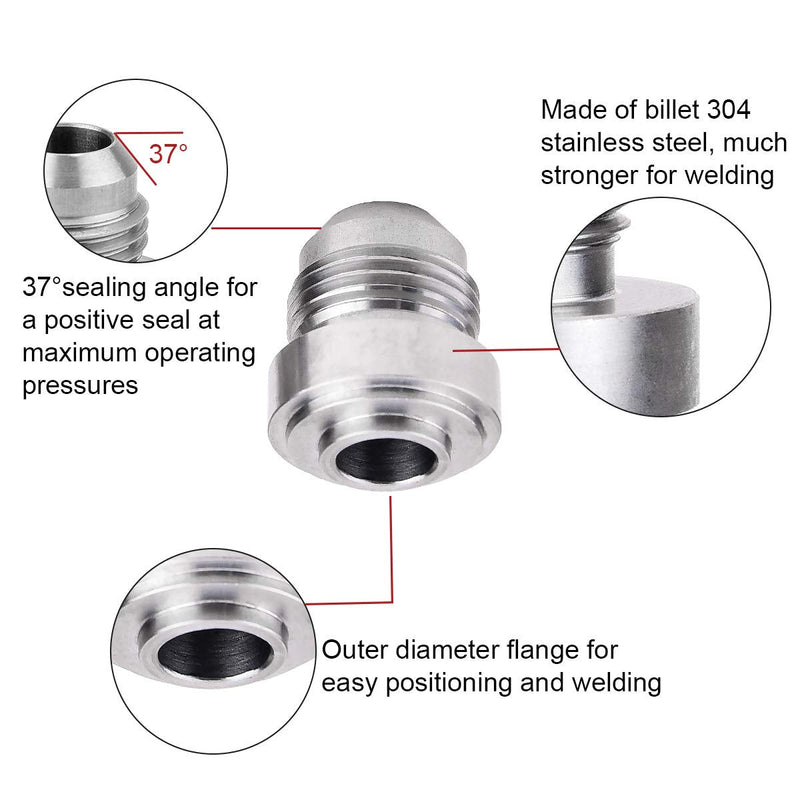 EVIL ENERGY Male 10AN Weld on Bung Fitting Stainless Steel 2Pcs 2